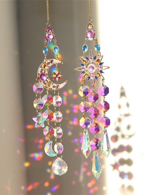 太阳捕手风铃窗户挂饰炫彩水晶光影彩虹K9折射玻璃彩光创意礼物