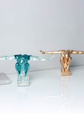 简约跳水健之魅运动人物艺术摆件创意书柜会所雕W塑家居装饰品