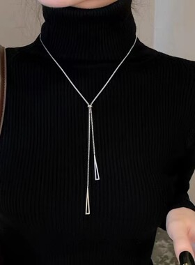 钛钢女可调节抽拉项链毛衣链饰品