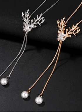 时尚花朵毛衣链长款项链流苏饰品