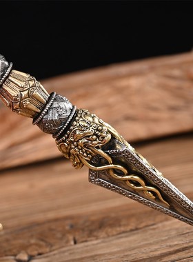 黄铜普巴金刚杵金刚橛降魔杵藏密宗三面普巴秽迹金刚杵尼泊尔摆件