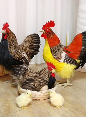 彷真母鸡摆件动物标本模型下蛋母鸡超市美陈直播间装饰招财工艺礼