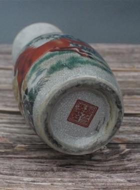 特惠景德镇古董陶瓷立得成功画双耳花瓶家居装饰陈列柜饰品收藏老