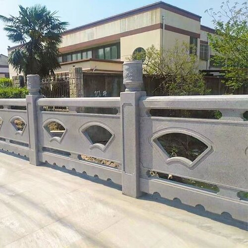 水泥仿石扇形栏杆模具风景区河道桥梁仿铸石护栏模具中式仿石模具 - 图2