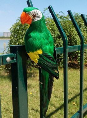 仿真羽毛鹦鹉金刚鹦鹉田园装饰羽毛工艺品园艺道具小鸟假鹦鹉