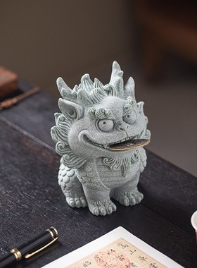 青砂文创麒麟吞金兽办公室桌面造景装饰品招财爱瑞兽礼品