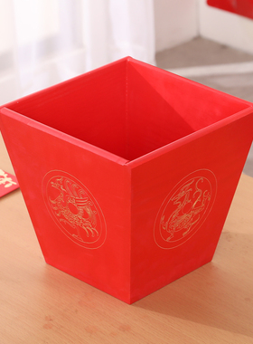 实木招财米斗结婚庆升子乔迁法会红色香炉四方老式抓周摆件中国风