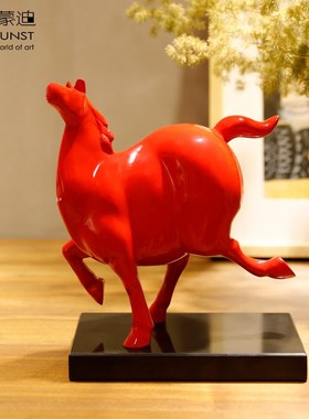 阿斯蒙迪马红色青铜雕塑摆件艺术品生肖马高档礼品生日欧式陈设品