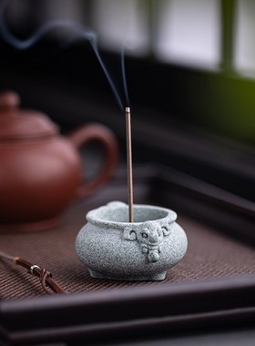 新中式双耳吉象香薰炉摆件创意大象小香炉线香插香托香器桌面装饰