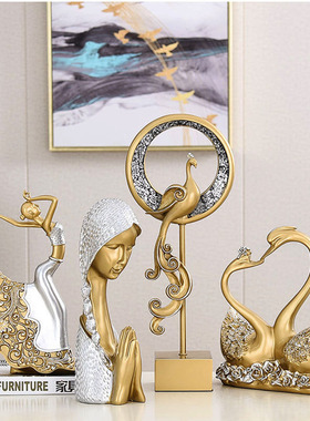 欧式创意金色摆件样板间轻奢客厅电视柜酒柜玄关店铺橱窗展架装饰