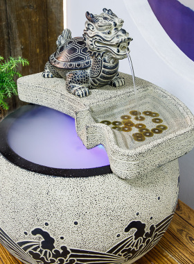 中式流水鱼缸摆件招财龙龟循环水民宿酒店前台办公室装饰开业礼品