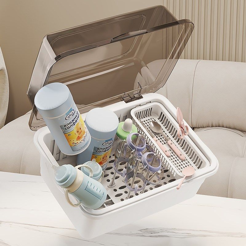 奶瓶收纳盒收纳箱带盖防尘沥水架婴儿用品宝宝餐具新生儿辅食工具,淘宝优惠券,粉丝福利购,淘宝优惠卷