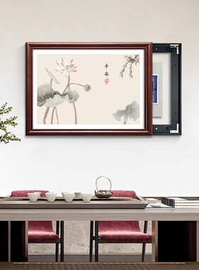 新中式实木电表箱装饰画免打孔空开盒遮挡壁画餐厅电闸开关挂画
