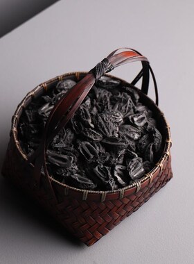 七月七竹编碳篓茶室木炭收纳篮手工碳筐围炉煮茶核桃碳置物篮炭钵