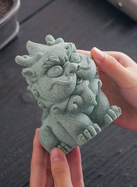 创意青砂石招财貔貅茶宠摆件精品可养茶玩茶桌茶台桌面装饰摆设品
