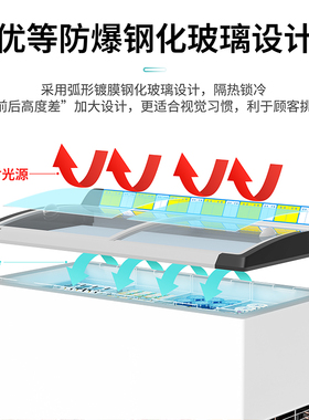 雪糕冰激凌柜商用透明玻璃盖推拉门超市展示柜冰柜冷藏冷冻冰箱