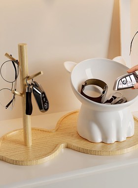 入户玄关钥匙收纳摆件办公桌面储物神器轻奢客厅装饰乔迁礼品闺蜜