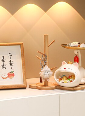 招财猫钥匙收纳玄关摆件入户进门鞋柜置物架装饰客厅家居乔迁礼品