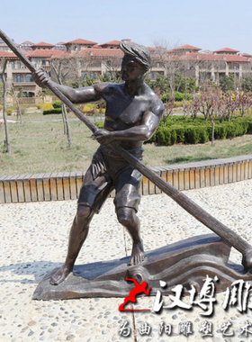 玻璃钢人物雕塑定做渔民铸铜民俗打渔雕像一家三口渔文化户外铜雕