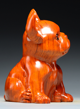 花梨木雕狗摆件动物十二生肖狗家居客厅酒柜办公室装饰红木工艺品