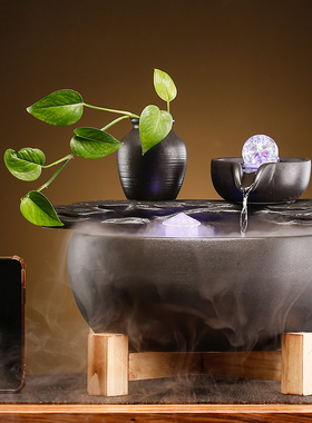 陶瓷循环流水生财转运珠喷泉鱼缸家用装饰造景流水景观摆件循环水