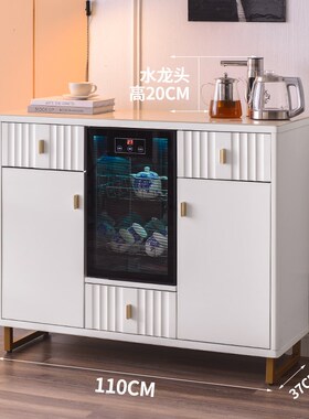 黑色智能家用茶吧机柜子一体柜高端2026新款全自动饮水机带消毒柜