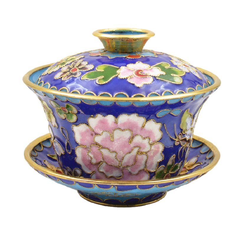 北京张家大院 景泰蓝花丝盖碗 茶碗茶具茶杯 特色家居摆件4寸盖碗,淘宝优惠券,粉丝福利购,淘宝优惠卷