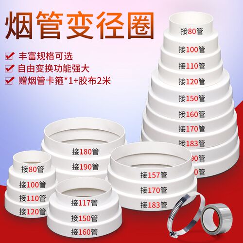 抽油烟机塑料变径圈180转160转换接头接变径管PVC管排烟管变径器 - 图0