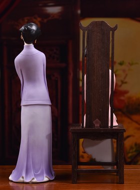 东方泥土 德化白瓷雕塑艺术品 小火彩美女摆件 会所装饰工艺品