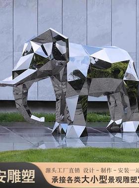 大型金属不锈钢雕塑马头景观几何鹿仿真动物户外艺术创意摆件装饰