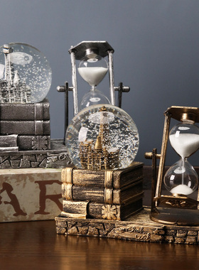水晶球沙漏家居创意房间饰品电视柜酒柜桌面装饰客厅自动飘雪