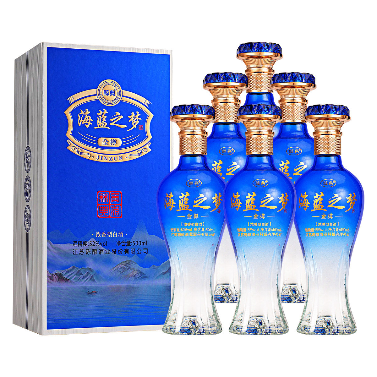 海蓝之梦浓香型52度年份基酒酒礼盒装整箱6瓶赠送礼袋节日送礼