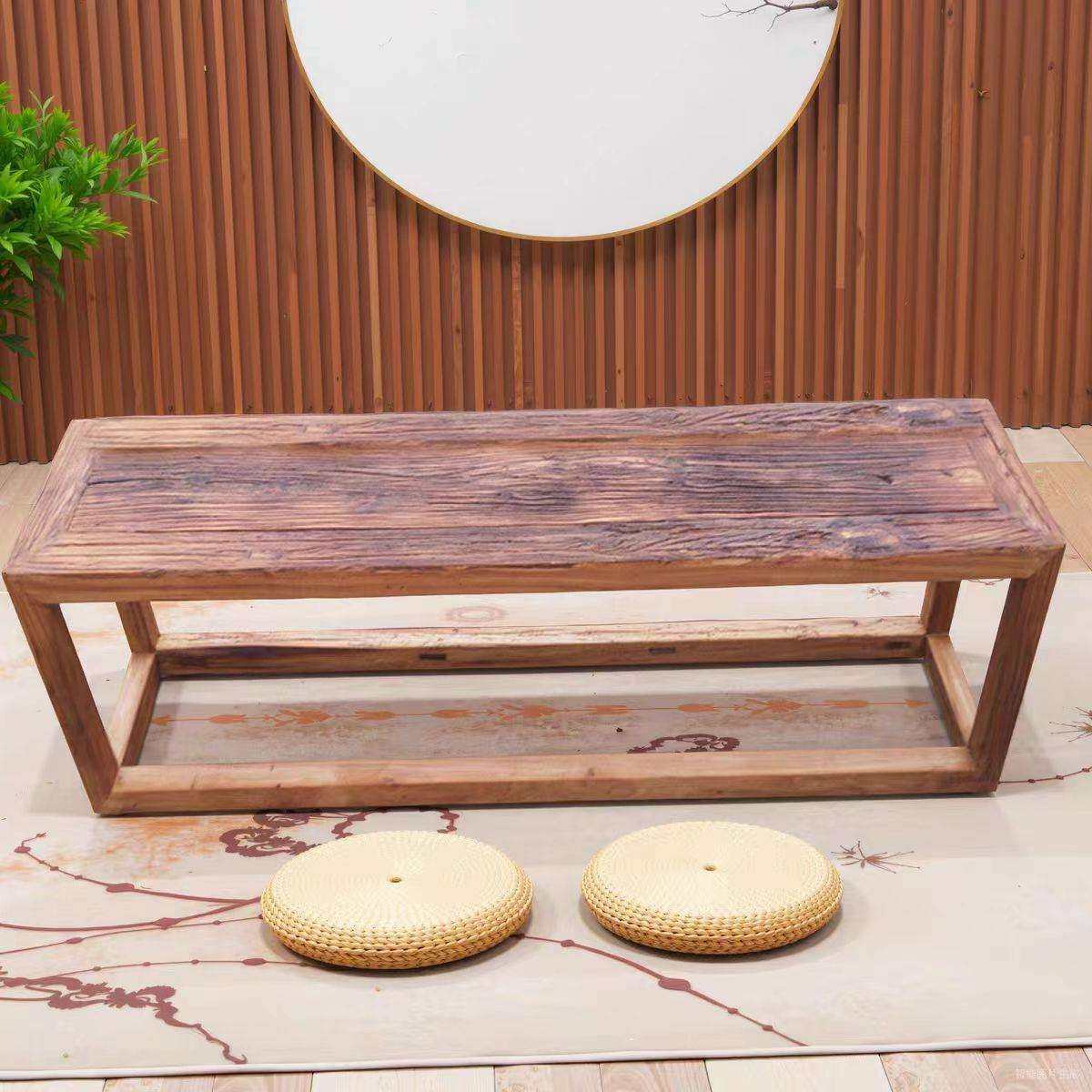 新中式老榆木茶桌免漆长方形茶桌办公洽谈茶桌家用实木方形餐桌,淘宝优惠券,粉丝福利购,淘宝优惠卷