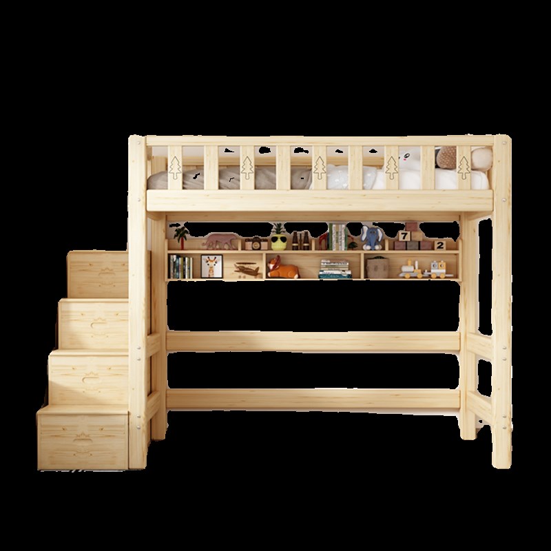 实木梯柜上床下桌组合高架床单上层下空带衣柜上铺悬空儿童小户型 - 图3