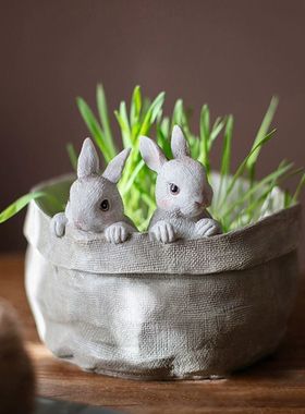 新款可爱的猫咪花盆多肉植物小盆栽 阳台庭院小装饰小猫花瓶摆件