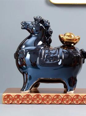 马上有钱摆件陶瓷招财老板