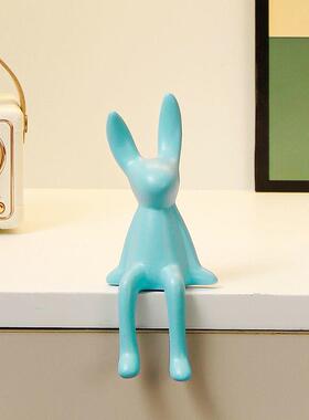 创意哑光坐姿长耳兔摆件轻