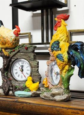 仿真动物静音时钟公鸡床头