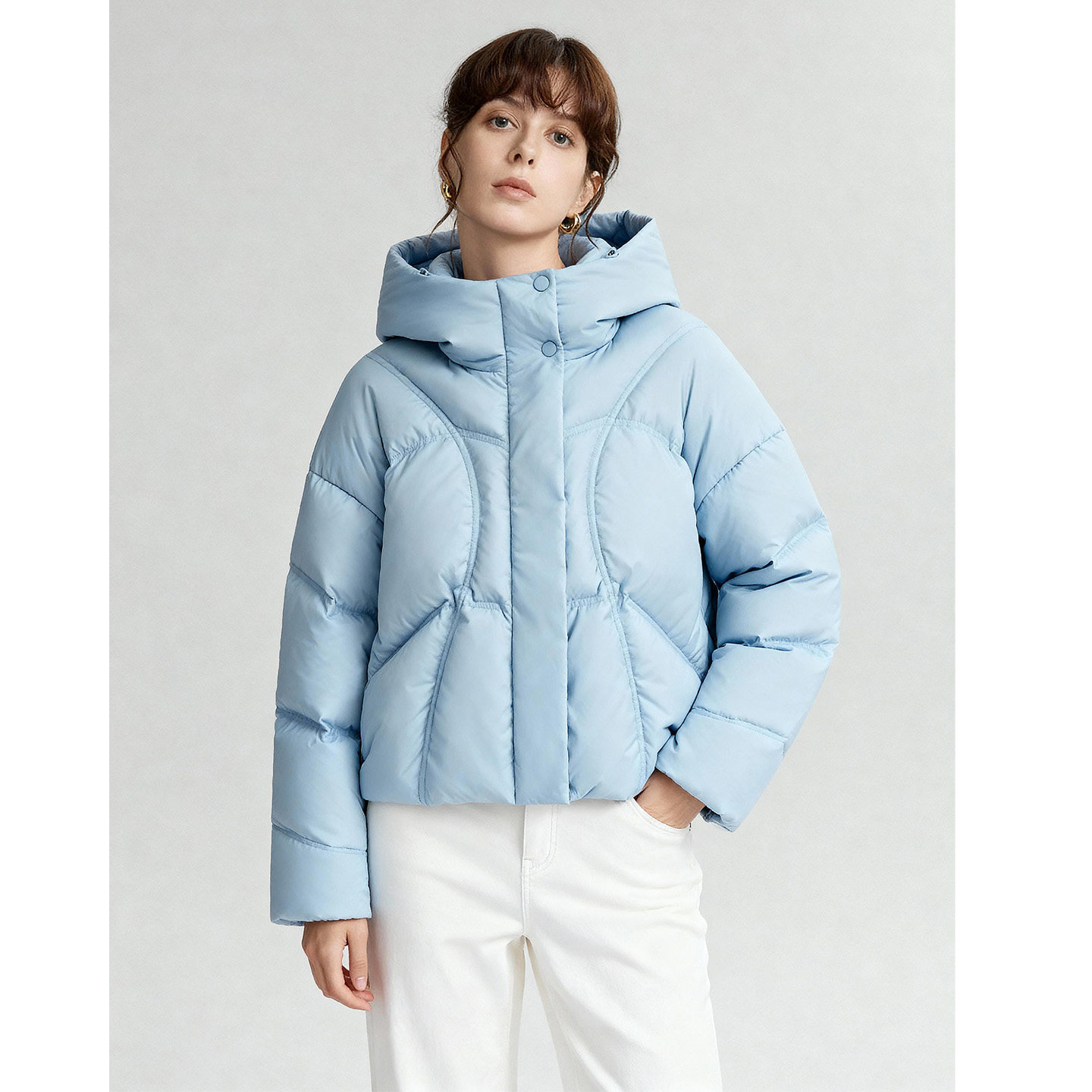 Basic House/百家好26立领短款鸭绒羽绒服女冬季新款百搭保暖外套,淘宝优惠券,粉丝福利购,淘宝优惠卷