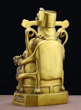 纯铜财神佛像摆件家居店铺开业供奉文财神铜像招财礼品工艺品摆设