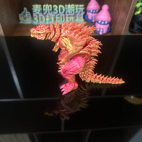 3d打印肌肉哥斯拉爆款玩具水晶关节可动翼龙怪兽模型摆件礼物装饰 - 图0