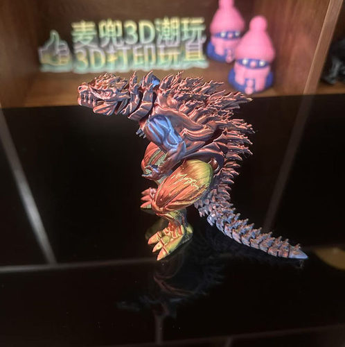 3d打印肌肉哥斯拉爆款玩具水晶关节可动翼龙怪兽模型摆件礼物装饰 - 图1