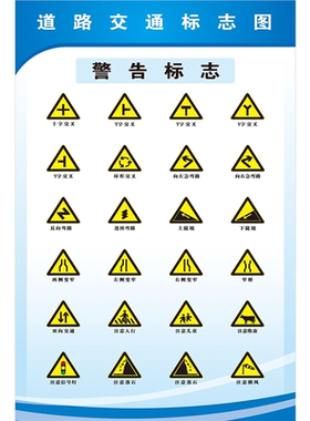 驾校道路交通禁令标志警告标志挂图驾校考试标识标线牌贴纸海报