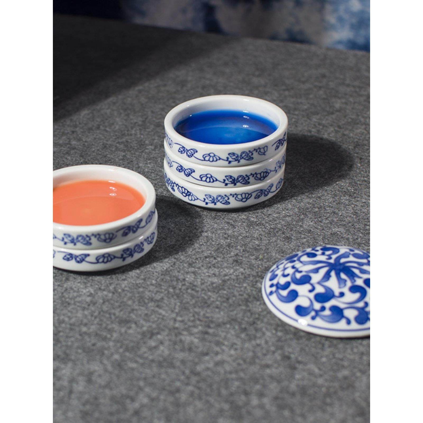 陶瓷带盖调色板中国画水彩景德镇青花五层滋润调色板颜料盘学生绘,淘宝优惠券,粉丝福利购,淘宝优惠卷