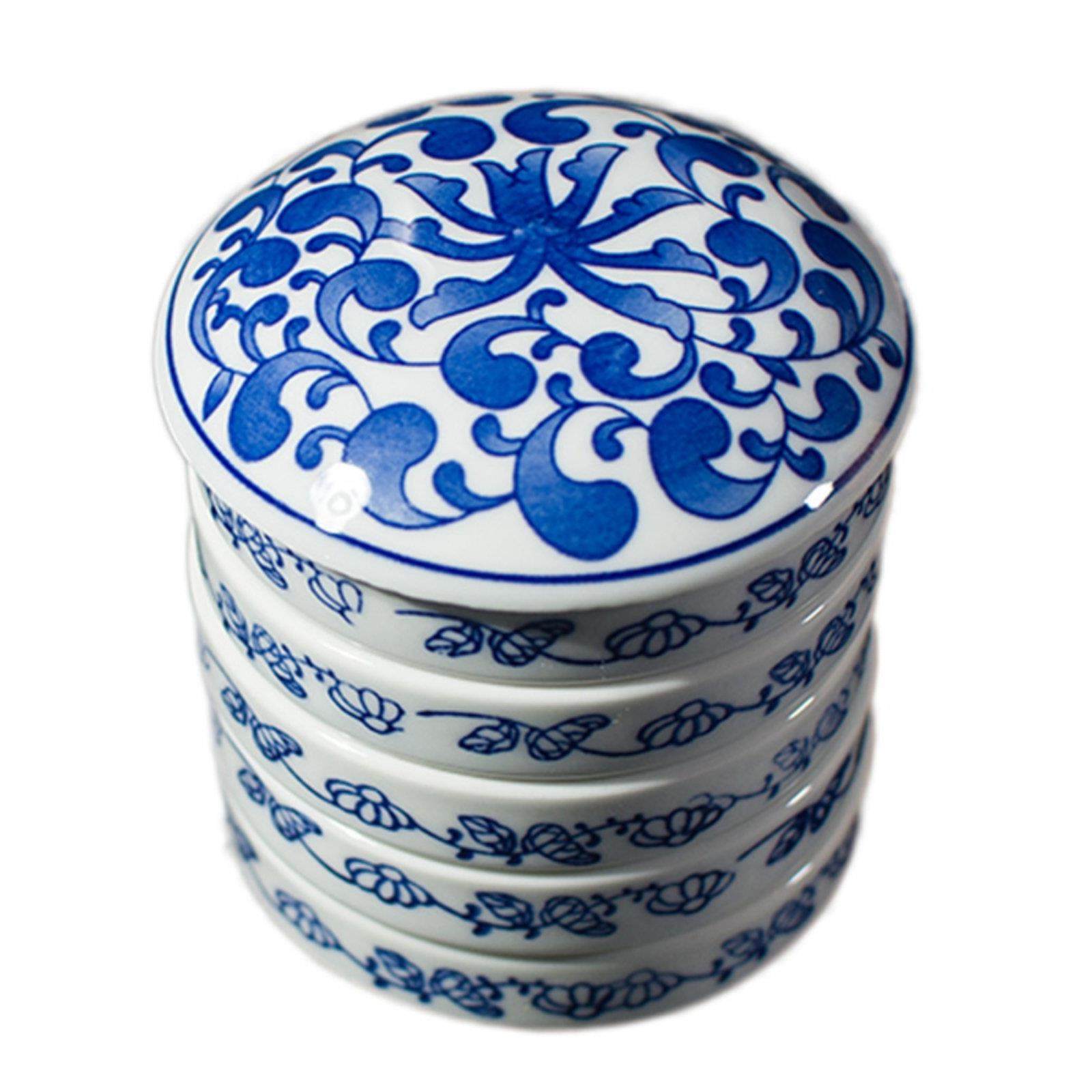 陶瓷带盖调色板中国画水彩景德镇青花五层滋润调色板颜料盘学生绘,淘宝优惠券,粉丝福利购,淘宝优惠卷