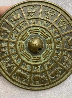 复古纯铜结婚铜镜小怀镜新娘压腰镜龙凤护身镜婚庆圆镜子