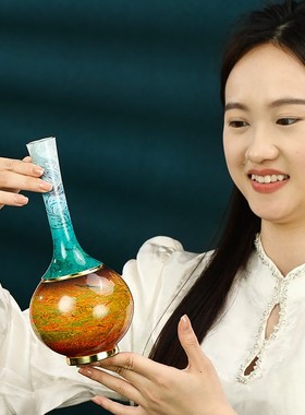 新中式铜花瓶摆件插花入户玄关装饰工艺品酒柜电T视柜摆件家居饰