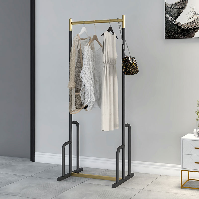 衣帽架落地卧室挂衣架简易家用衣服收纳阳台晒晾衣架子单杆式折叠 - 图0