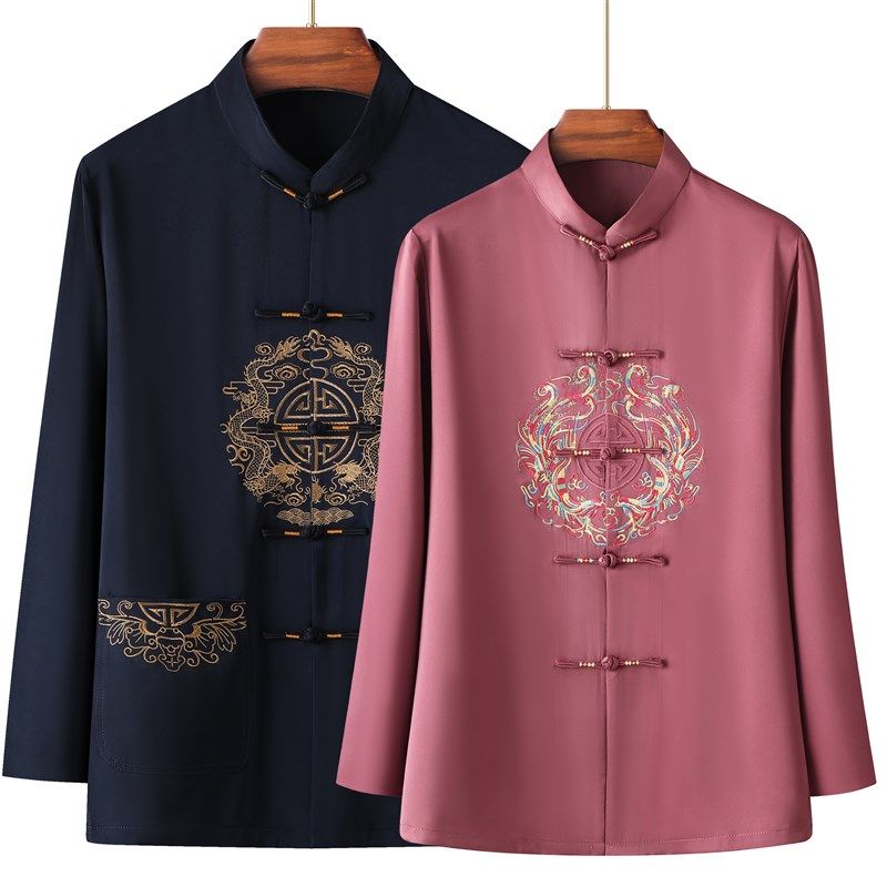 唐装男冰丝长袖薄款套装中国风爸爸妈妈生日夏装爷爷奶奶过寿汉服,淘宝优惠券,粉丝福利购,淘宝优惠卷