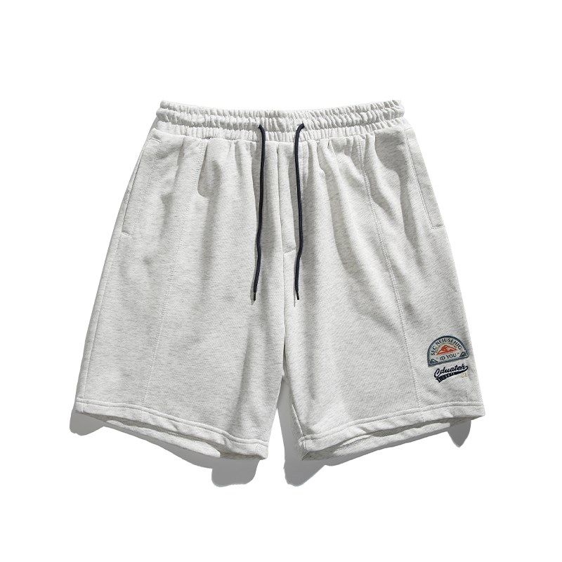 【突然的自我】夏季日系刺绣抽绳短裤男休闲宽松运动针织五分裤子,淘宝优惠券,粉丝福利购,淘宝优惠卷